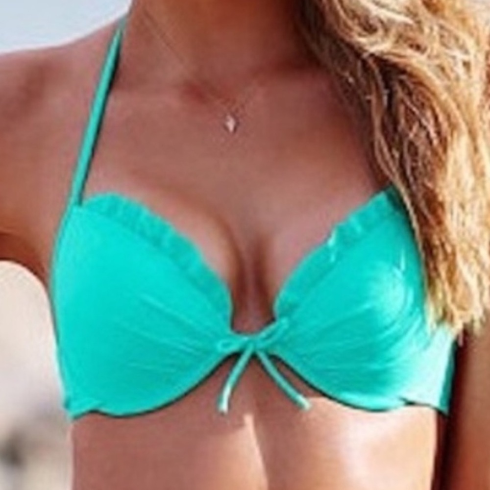 Victorias Secret Turquoise / Sea Foam Halter Push-Up Bikini Top size 36C